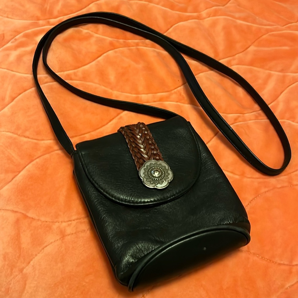 Brighton black leather small cross body bag